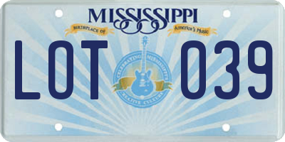 MS license plate LOT039