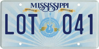 MS license plate LOT041