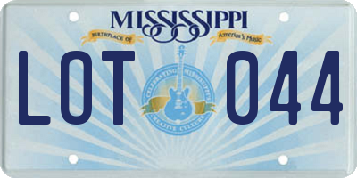 MS license plate LOT044