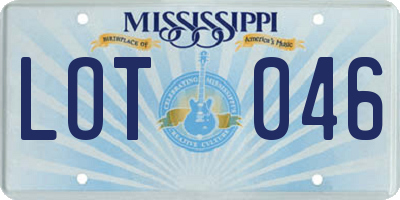 MS license plate LOT046