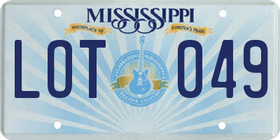 MS license plate LOT049