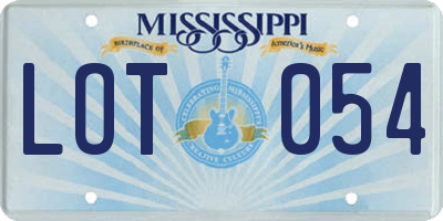 MS license plate LOT054