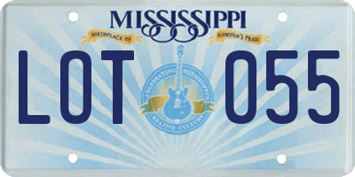 MS license plate LOT055