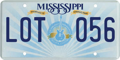 MS license plate LOT056