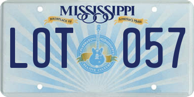MS license plate LOT057