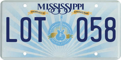 MS license plate LOT058