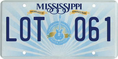 MS license plate LOT061