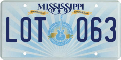 MS license plate LOT063