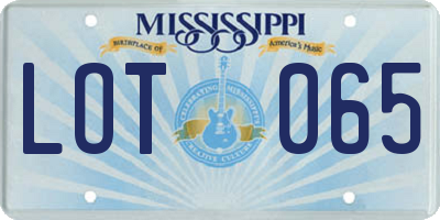 MS license plate LOT065