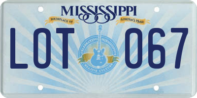 MS license plate LOT067