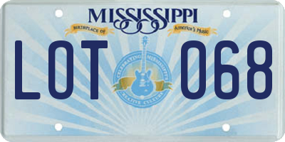 MS license plate LOT068