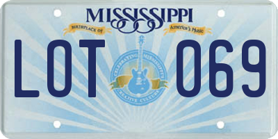 MS license plate LOT069