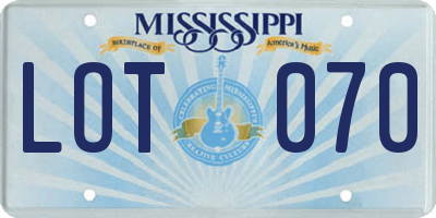 MS license plate LOT070