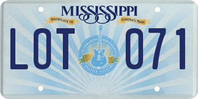 MS license plate LOT071