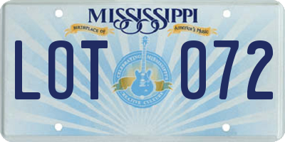 MS license plate LOT072