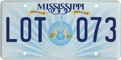 MS license plate LOT073