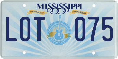 MS license plate LOT075