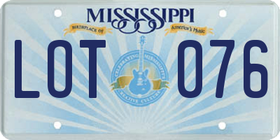 MS license plate LOT076