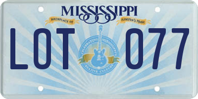 MS license plate LOT077