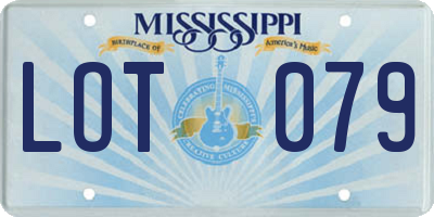 MS license plate LOT079