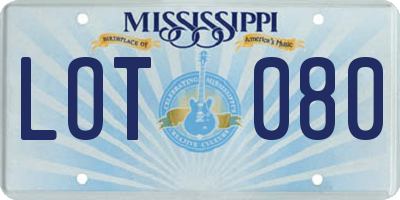 MS license plate LOT080