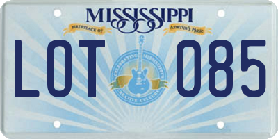 MS license plate LOT085