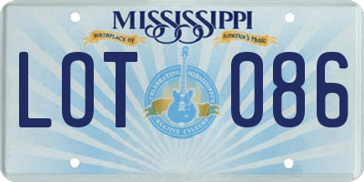 MS license plate LOT086