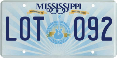 MS license plate LOT092