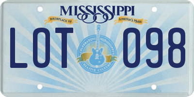 MS license plate LOT098