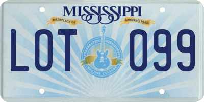 MS license plate LOT099