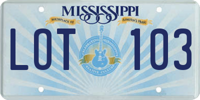 MS license plate LOT103