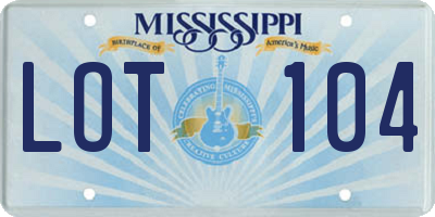 MS license plate LOT104
