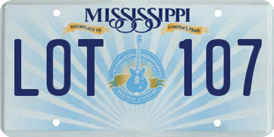 MS license plate LOT107