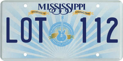 MS license plate LOT112