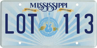 MS license plate LOT113