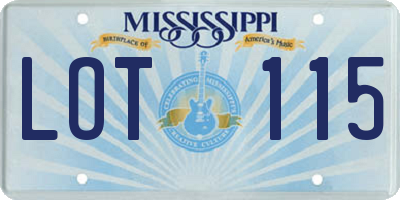 MS license plate LOT115