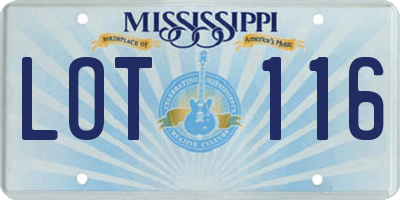 MS license plate LOT116
