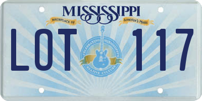 MS license plate LOT117