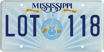 MS license plate LOT118