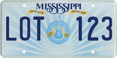MS license plate LOT123