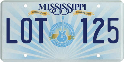 MS license plate LOT125