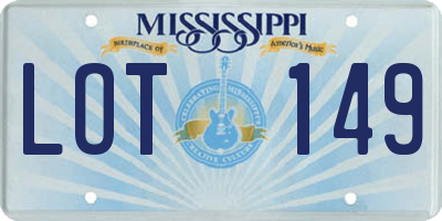 MS license plate LOT149