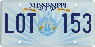 MS license plate LOT153