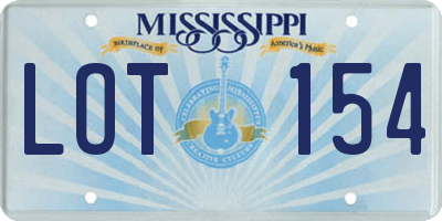 MS license plate LOT154
