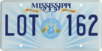 MS license plate LOT162