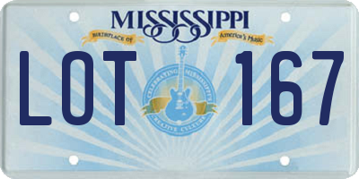 MS license plate LOT167