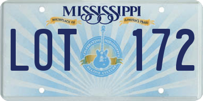 MS license plate LOT172