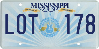 MS license plate LOT178