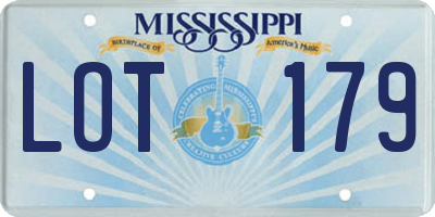 MS license plate LOT179