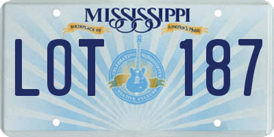 MS license plate LOT187